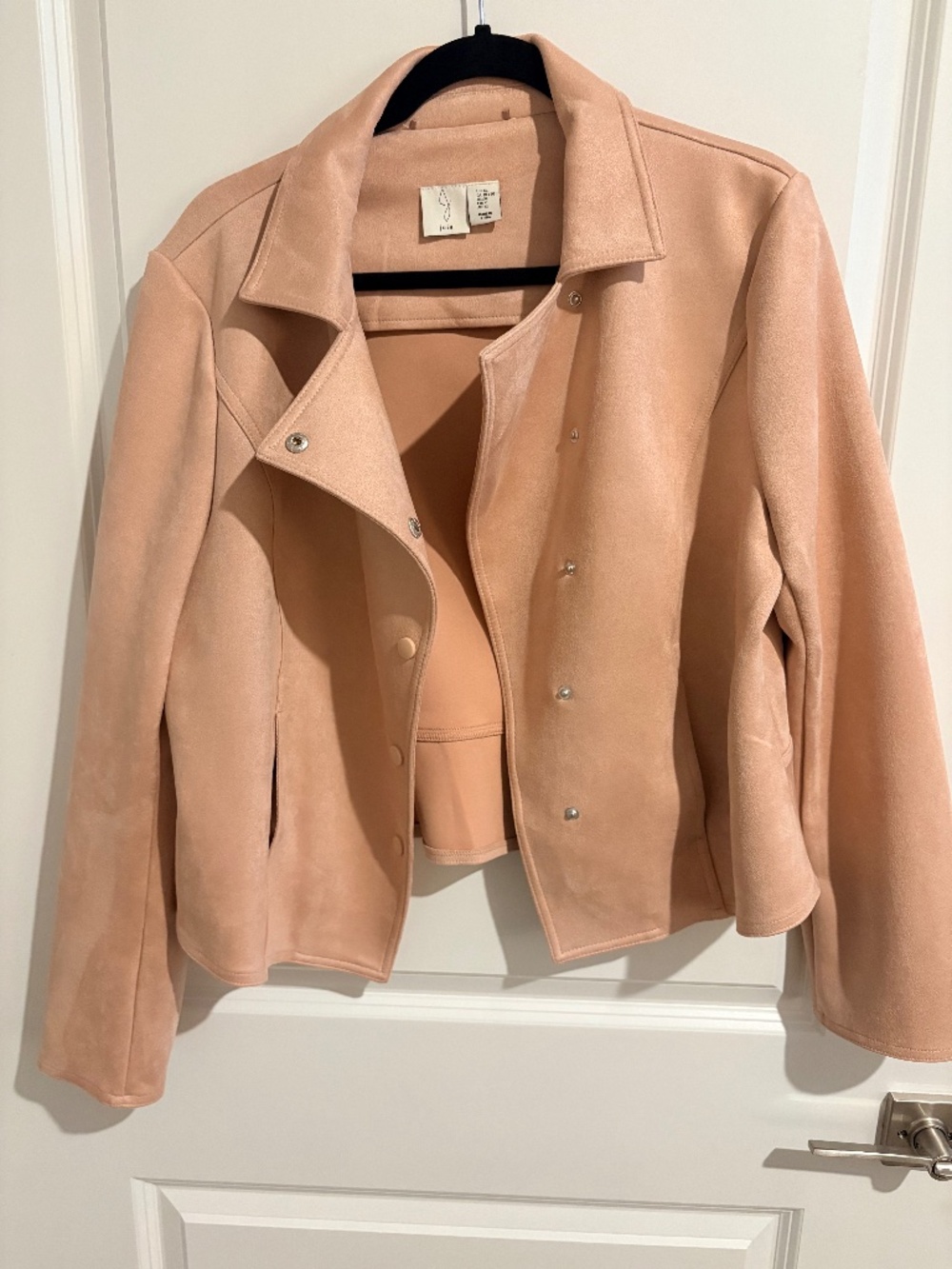 Pink suede cropped jacket